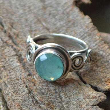 Rings Aqua Chalcedony Ring -925 Sterling Silver Gemstone Jewelry