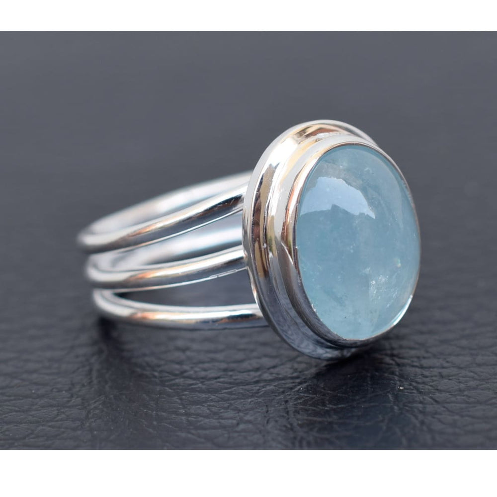 rings Aquamarine Birthstone 925 Sterling Silver Ring Handmade Jewelry Gift for her - by Adorable Craft