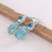 earrings Raw Aquamarine Blue Topaz Gemstone Earring 925 Sterling Silver Rough Crystal Earring. - by Rajtarang