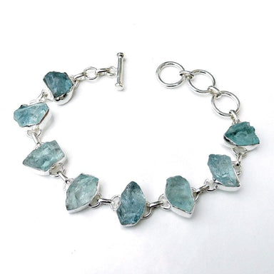 Aquamarine Bracelet Natural Raw Crystal Birthstone Bracelets- - by Adorable Craft