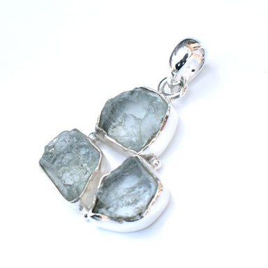 pendants Aquamarine Pendant Raw Crystal 925 Sterling Silver Pendant-A196 - by Adorable Craft