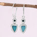 earrings Arizona Turquoise Sterling Silver Earring Native American Dual Stone Handmade Gemstone 925 Gift For Her - by Rajtarang