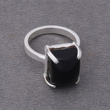 Artisan Handmade Natural Black Onyx Gemstone Solitaire Rings - by Bhagat Jewels