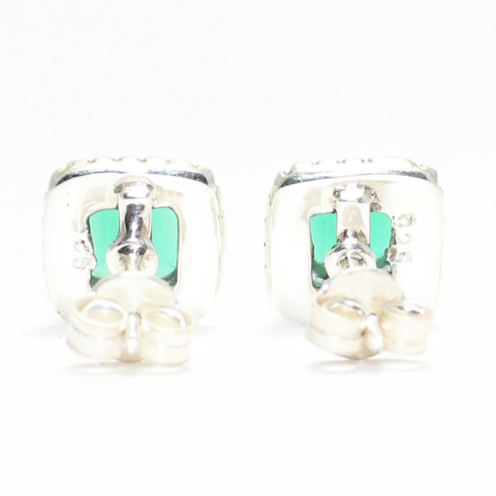 earrings Attractive GREEN ONYX Gemstone Stud Earrings Birthstone 925 Sterling Silver - by Jewelry Zone