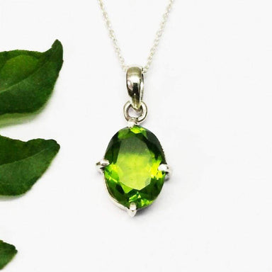 Necklaces Attractive GREEN PERIDOT Gemstone Pendant Birthstone 925 Sterling Silver Fashion Handmade Free Chain Gift