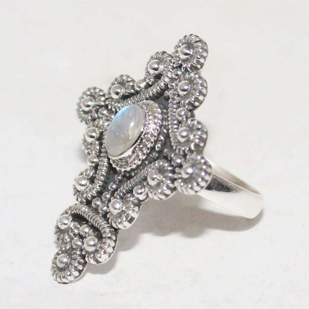 rings Attractive NATURAL BLUE FIRE RAINBOW MOONSTONE Gemstone Ring Birthstone 925 Sterling Silver Fashion Handmade Jewelry Nickel Free - by 