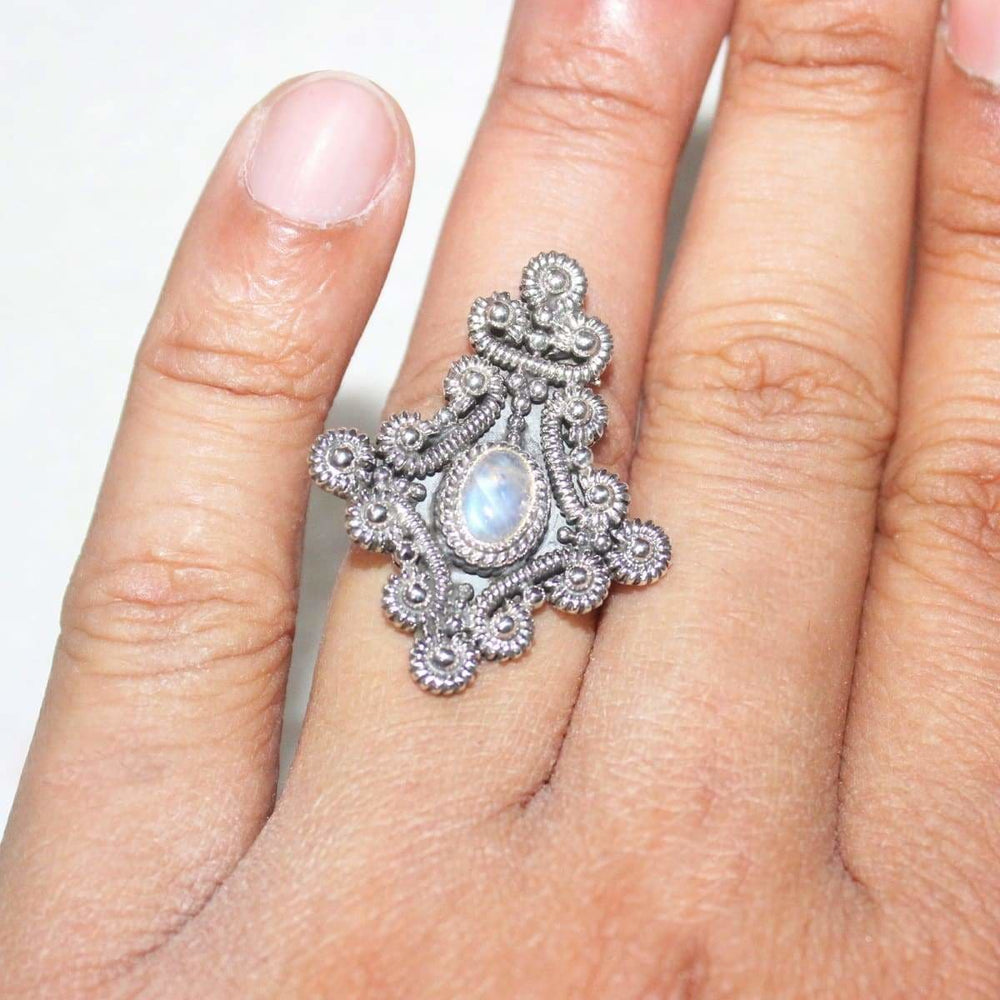 rings Attractive NATURAL BLUE FIRE RAINBOW MOONSTONE Gemstone Ring Birthstone 925 Sterling Silver Fashion Handmade Jewelry Nickel Free - by 