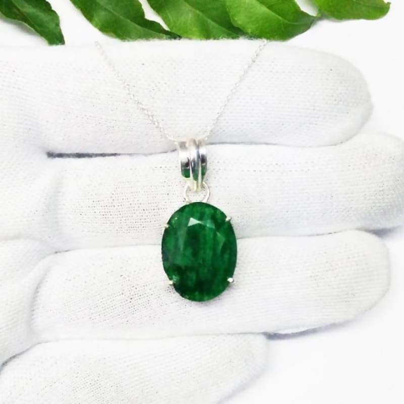 Awesome NATURAL INDIAN EMERALD Gemstone Pendant Birthstone Pendant 925 Sterling Silver Pendant Fashion Handmade Pendant Free Chain Gift