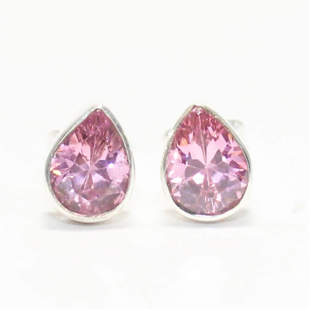 earrings Awesome PINK TOPAZ Gemstone Stud Earrings Birthstone 925 Sterling Silver - by Jewelry Zone