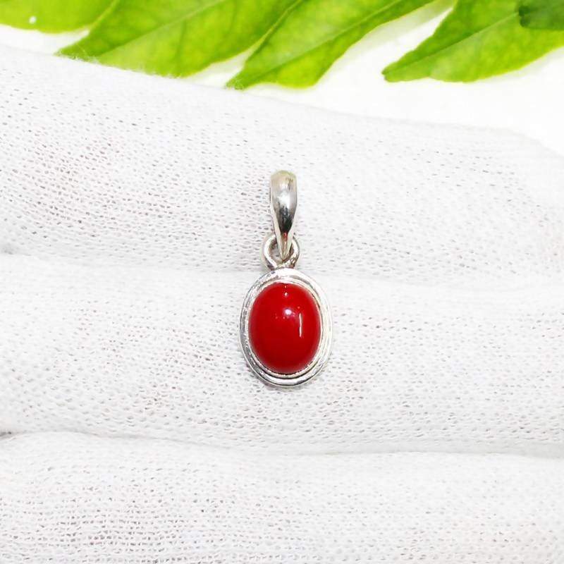 Necklaces Awesome RED CORAL Gemstone Pendant Birthstone 925 Sterling Silver Fashion Handmade Free Chain Gift