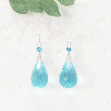 Earrings Awesome SWISS BLUE TOPAZ Gemstone Birthstone 925 Sterling Silver Fashion Handmade Dangle Gift