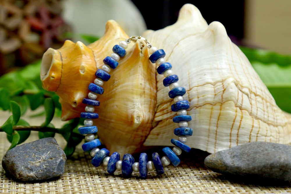 Aztec Lapis Lazuli Coin Bracelet - By Bona Dea