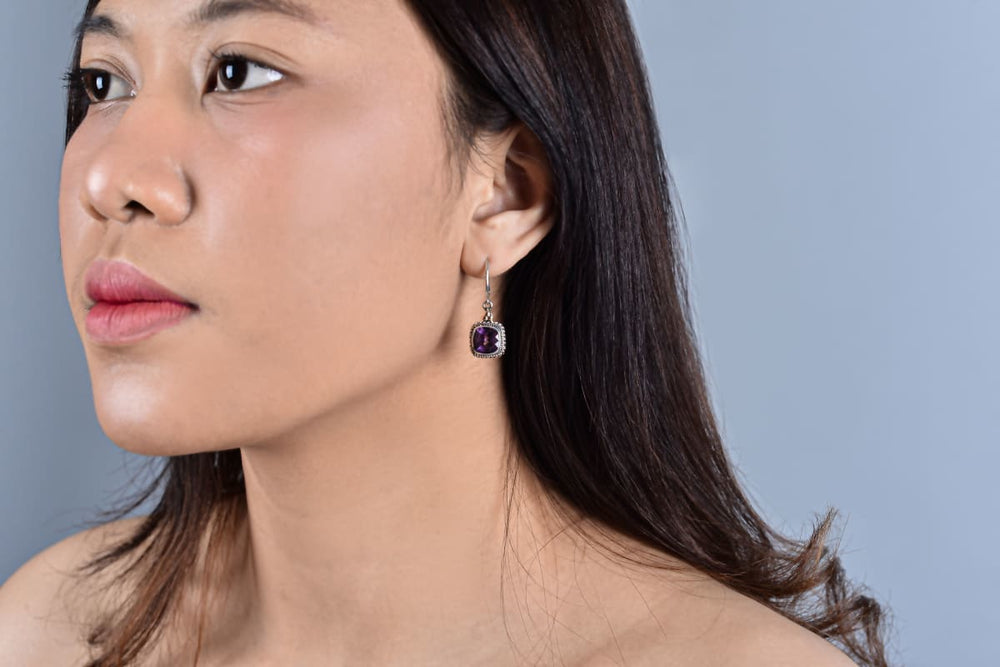 earrings Bali Amethyst Earring with silver and Gold - by Aurolius