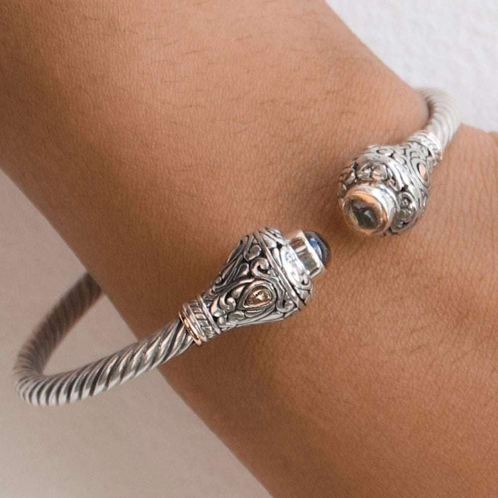 Bracelets Bali Cable Bracelet with Citrine Friendship Sisterhood Silver bracelet Gemstone Handmade Jewelry Gift - by Craftnez