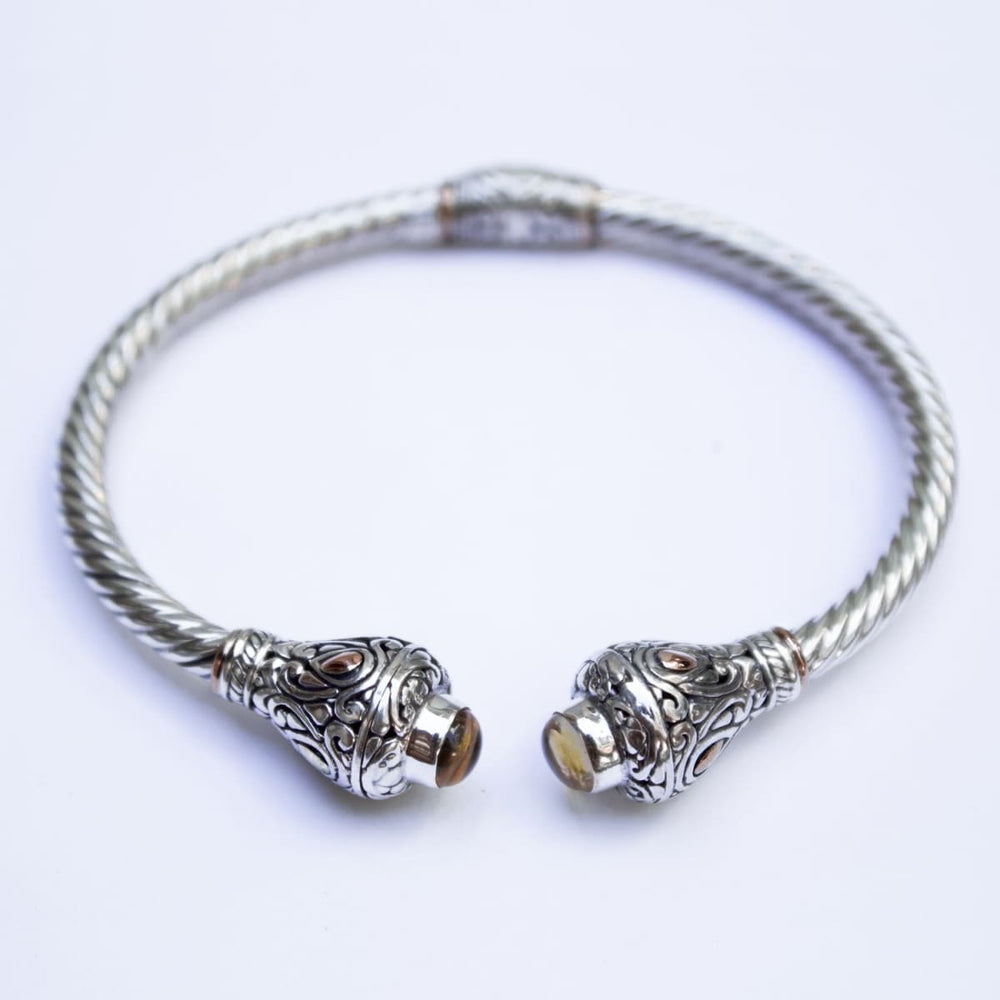 Bali Cable Bracelet with Citrine Gemstone Bracelet Handmade Jewelry ...