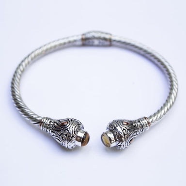 Bracelets Bali Cable Bracelet with Citrine Friendship Sisterhood Silver bracelet Gemstone Handmade Jewelry Gift - by Craftnez