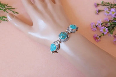 Bracelets Bali Design Turquoise Bracelet Gemstone Silver Handmade Jewelry Gift - by Aurolius