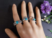 Rings Bali Silver Chain Ring with Turquoise