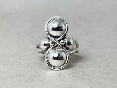 Ball Ring 925 Sterling Silver Woman Mother Gift Jewelry Double Statement Unique - by Heaven
