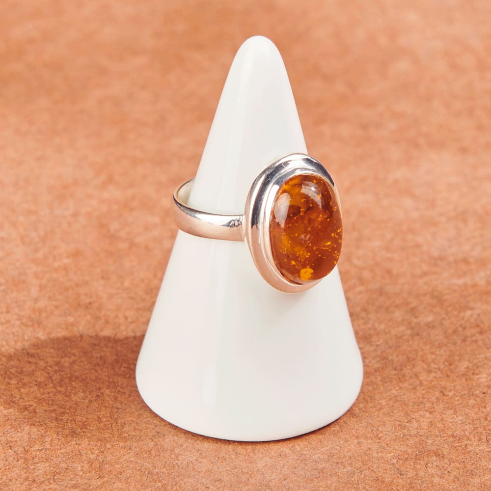 Rings Baltic Amber Ring Solid 925 Sterling Silver Orange Gemstone Natural Birthstone Gift Handmade - by jaipur art jewels
