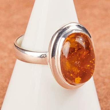 Delicate Celtic Inspired Amber Ring – Super Silver