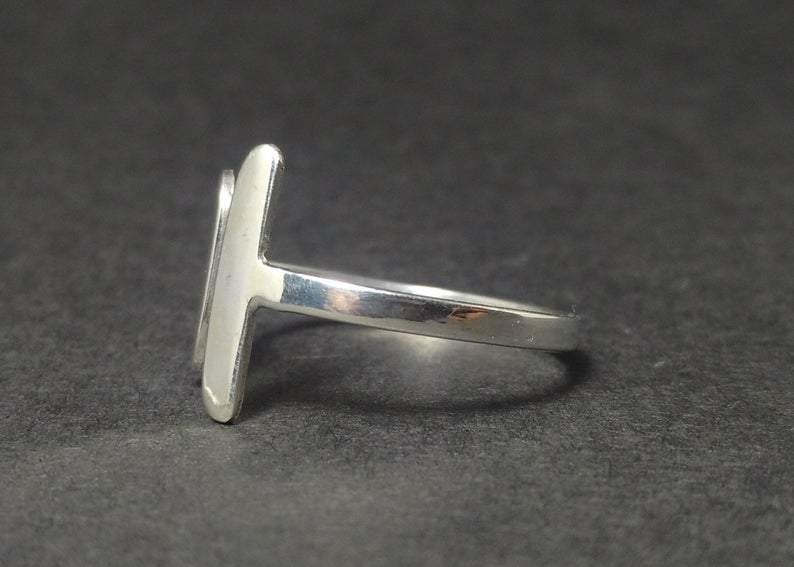 Bar Ring Double 925 Sterling Silver Adjustable Stacking Dainty ring Open Two Bars Handmade