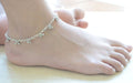 Anklets Beaded Beach Boho Silver Anklet Indian Payal anklet set for weddings dainty bridal Ankle Bracelet - by Pretty Ponytails
