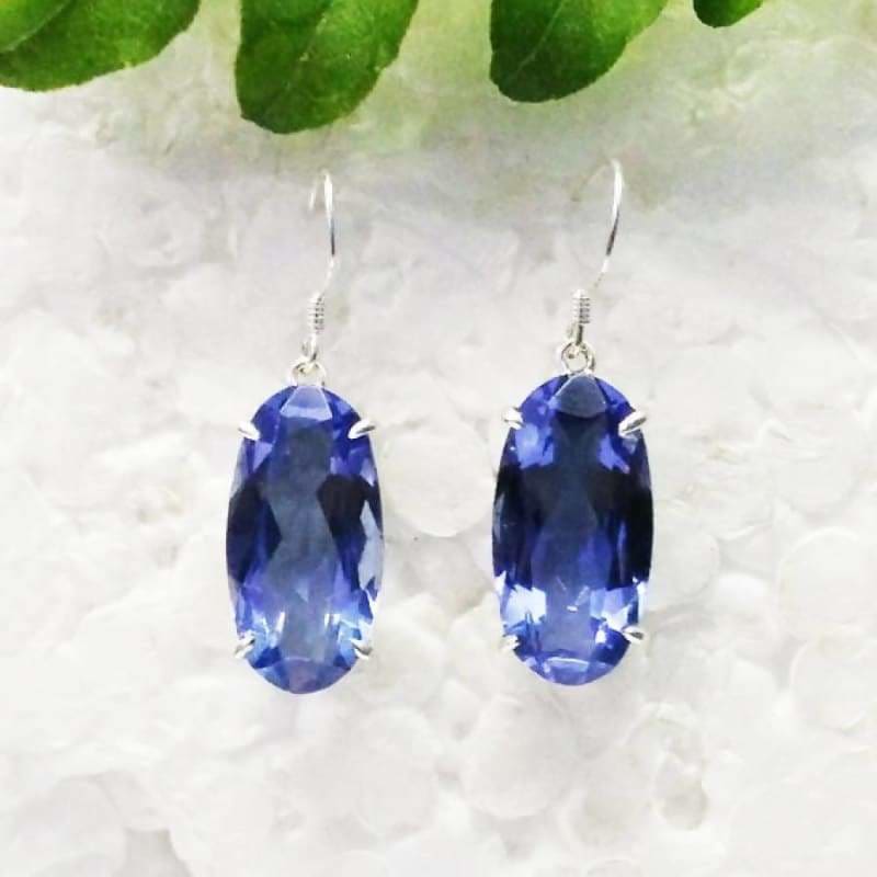 Beautiful BLUE IOLITE Gemstone Earrings Birthstone Earrings 925 Sterling Silver Earrings Fashion Handmade Earrings Dangle Earrings Gift