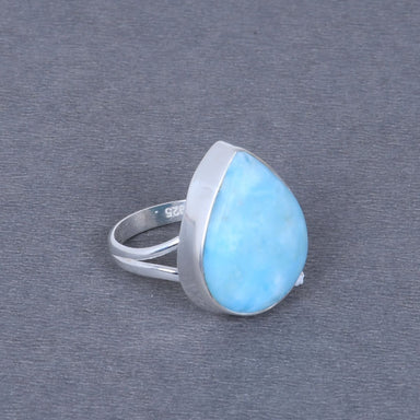 Beautiful Design Natural Larimar Gemstone Sterling Silver Wedding Ring - by Bhagat Jewels