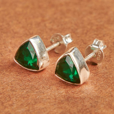Earrings Beautiful GREEN EMERALD Gemstone Birthstone 925 Sterling Silver Fashion Handmade Stud Gift - by Jewelry Zone