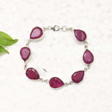bracelets Beautiful Handmade Indian Ruby Gemstone Silver Bracelet - by Jewelry Zone