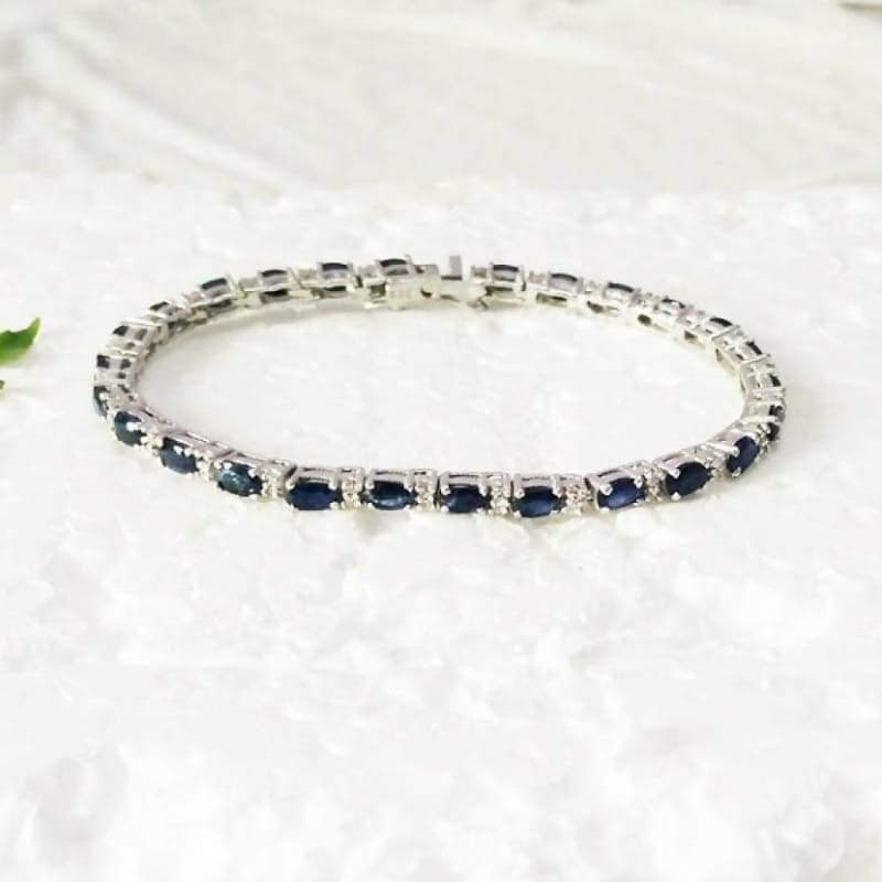 Bracelets Beautiful NATURAL BLUE SAPPHIRE Gemstone Bracelet Birthstone 925 Sterling Silver Fashion Handmade Tennis Gift