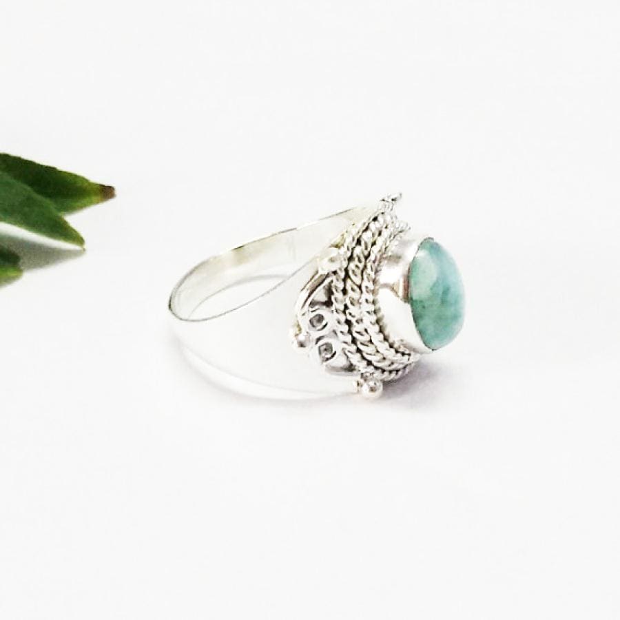 Rings Beautiful NATURAL DOMINICAN LARIMAR Gemstone Ring Birthstone 925 Sterling Silver Fashion Artisan Handmade All Size Gift