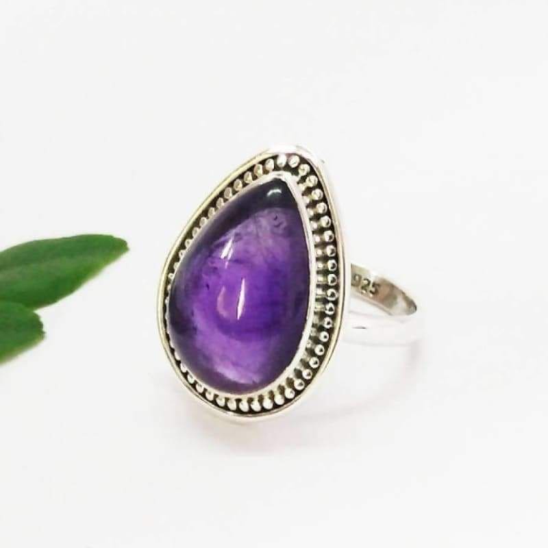 Beautiful Natural Purple Amethyst Gemstone Ring Birthstone 925 Sterling Silver - By Jewelry Zone