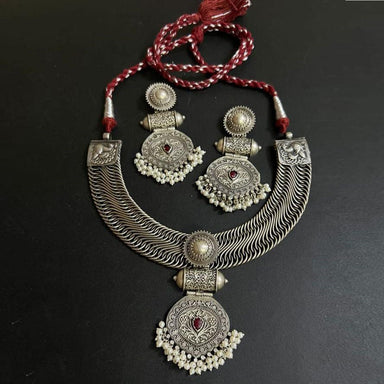Beautiful Peacock Designed Heavy Traditional Antique Silver Necklace 925 Solid Silver Necklace with Red Stone // Handmade Pendants for Men 