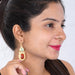 Beautiful Red Carnelian And Green Amethyst Quartz Bezel Set Fashion Earrings - by Bhagat Jewels