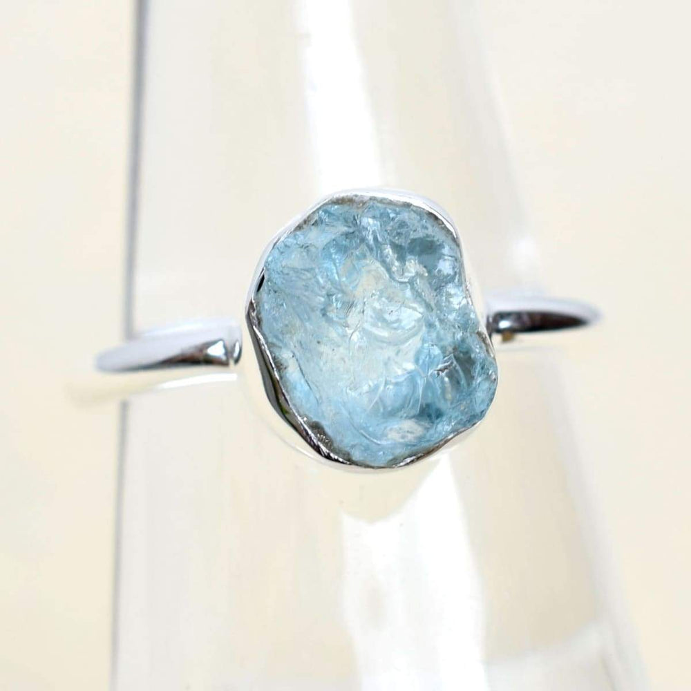 rings Birthstone Aquamarine Crystal Rinig 925 Sterling Silver Raw Rough gemstone Jewelry handmade - by Arte De Joyas