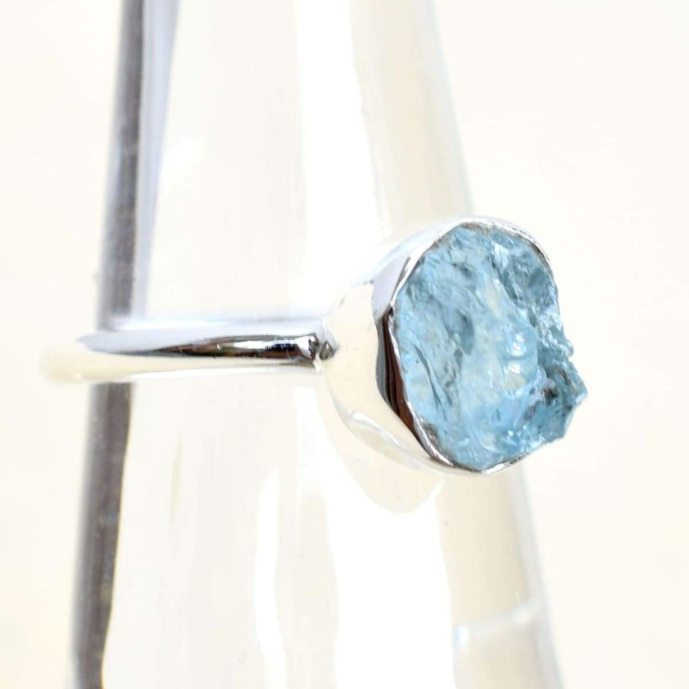 rings Birthstone Aquamarine Crystal Rinig 925 Sterling Silver Raw Rough gemstone Jewelry handmade - by Arte De Joyas