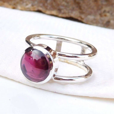 rings Birthstone Garnet Ring Red Natural Sterling Silver Ring,Nickel Free Handmade Jewelry - by Adorable Craft