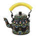 Painted Teapots Black Floral Design Hand Tea Pot in Aluminium