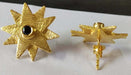Earrings Black Onyx 3MM Round Star Shape Sterling Silver 18crt Gold Plated Studs - by TJ GEMS