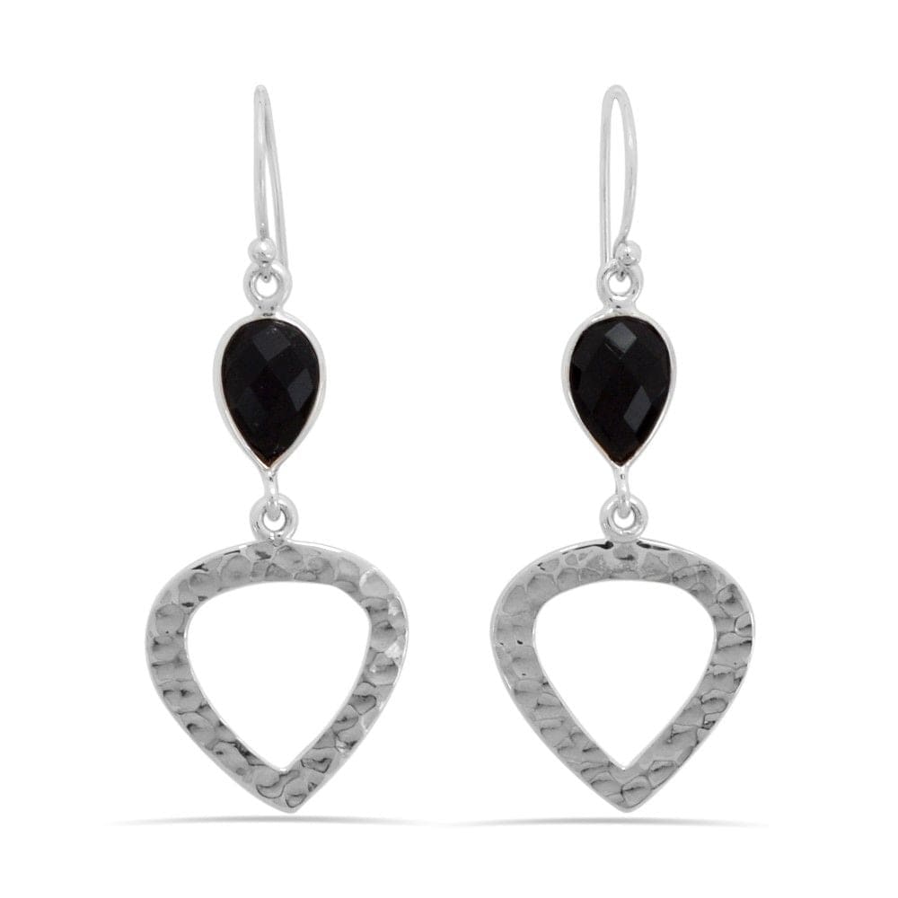 Black Onyx Earring Sterling Silver Dangel Drop Gemstone Gift for Girlfriend - by Rajtarang