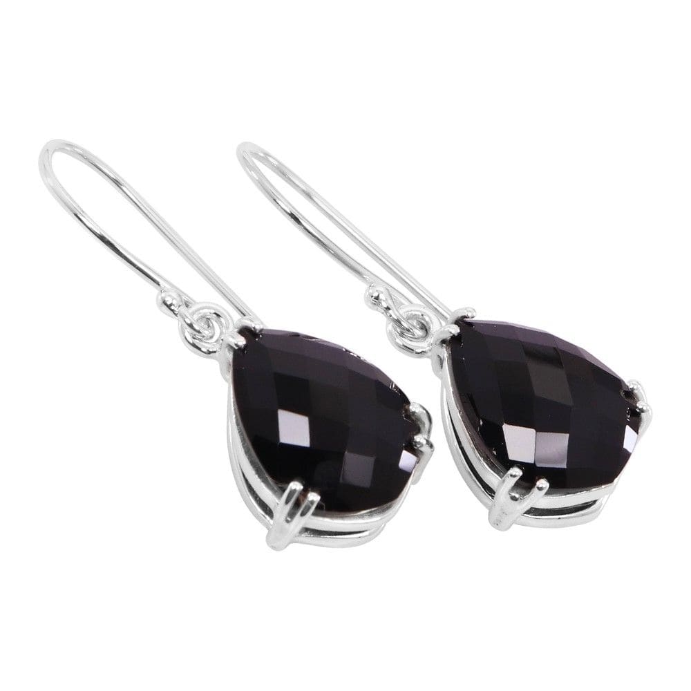 Black Onyx Earring Sterling Silver Dangel Drop Gemstone Gift for Womens - by Rajtarang