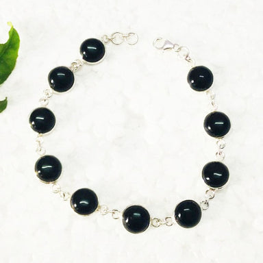 Black Onyx Gemstone 925 Sterling Silver Jewelry Bracelet Handmade Gift - by Zone