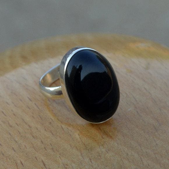 Rings Black Onyx Gemstone Ring 925 Sterling Silver Large Gift