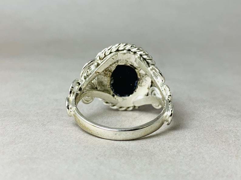 Black Onyx Ring 925 Silver December Birthstone Stone Statement Handmade Boho Jewelry - by Heaven