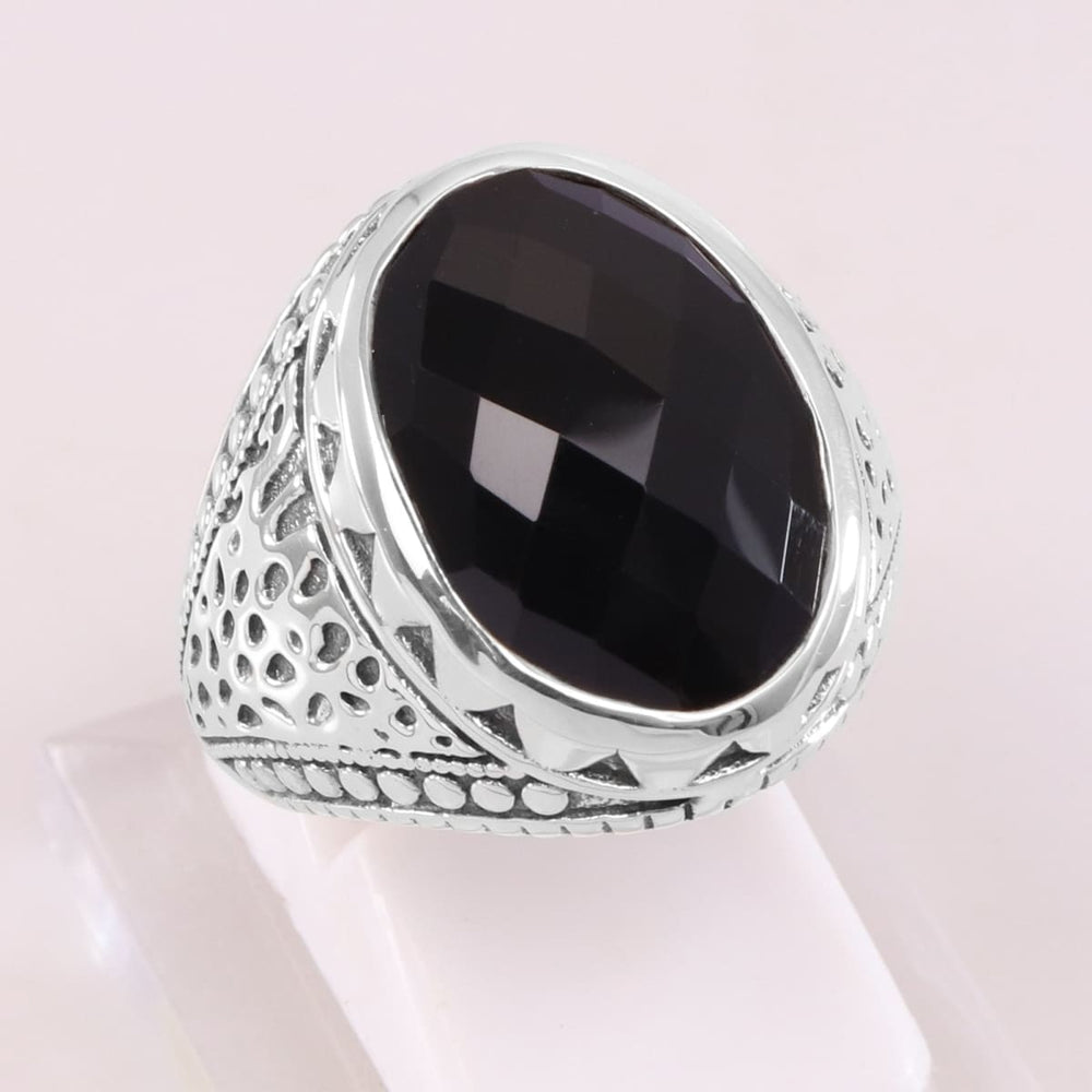rings Black Onyx Ring 925 Sterling Silver Handmade Gemstone 13X18mm Bezel Setting For Men’s - 7 by Rajtarang