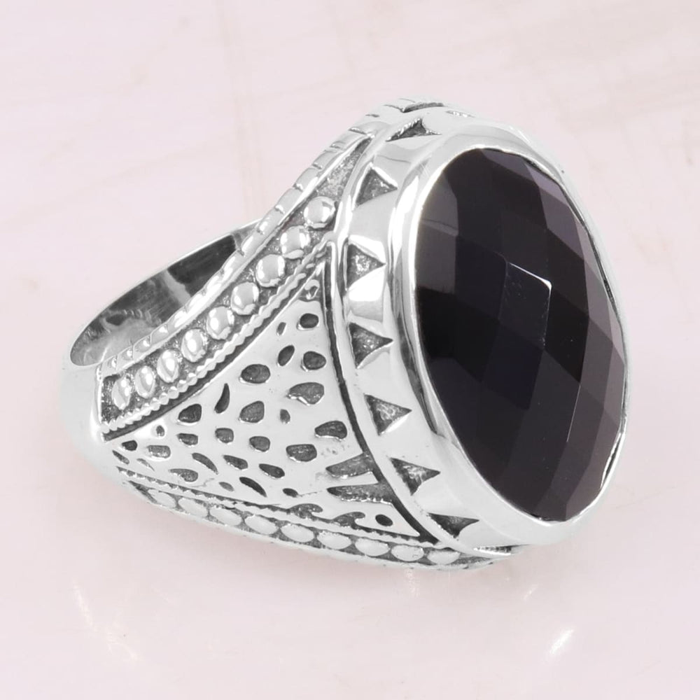 rings Black Onyx Ring 925 Sterling Silver Handmade Gemstone 13X18mm Bezel Setting For Men’s - by Rajtarang