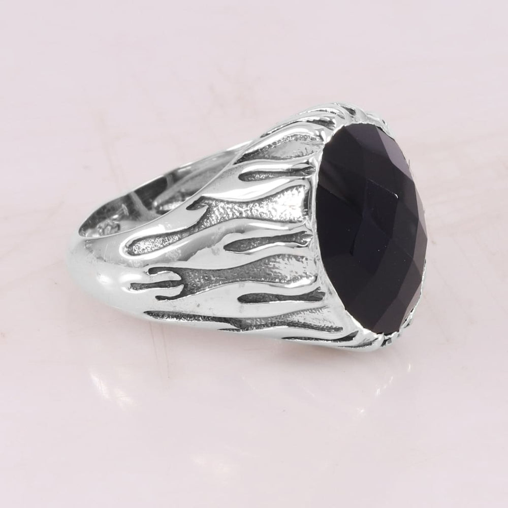 Ring Black Onyx 925 Sterling Silver Handmade Gemstone 12X16mm Bezel Setting For Men’s - 7 by Rajtarang