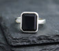 rings Emerald Cut Black Onyx Ring 10mm X 12mm Rectangle Solitaire Gemstone - by InishaCreation